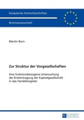 Cover: Zur Struktur der Vorgesellschaften - Peter Lang Verlag