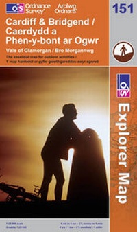 Abbildung von: Cardiff and Bridgend/Caerdydd a Phen-y-bont ar Ogwr - Ordnance Survey