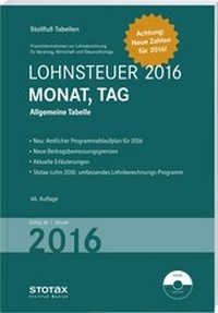 Abbildung von: Tabelle, Lohnsteuer 2016 Monat, Tag - Stollfuß