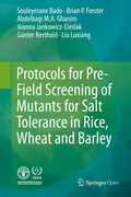 Cover: Protocols for Pre-Field Screening of Mutants for Salt Tolerance in Rice, Wheat and Barley - Springer