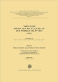 Cover: Corpus der r&ouml;mischen Rechtsquellen zur antiken Sklaverei (CRRS) - Franz Steiner Verlag