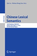 Cover: Chinese Lexical Semantics - Springer