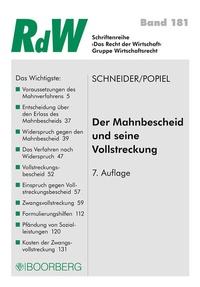 Abbildung von: Der Mahnbescheid und seine Vollstreckung - Boorberg