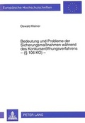 Bild: Bedeutung und Probleme der Sicherungsma&szlig;nahmen w&auml;hrend des Konkurser&ouml;ffnungsverfahrens - ( 106 KO) - - Peter Lang Verlag