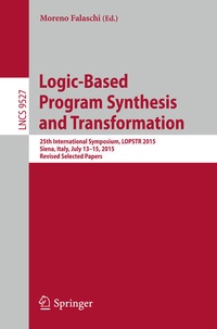 Enlarge image Cover: Logic-Based Program Synthesis and Transformation - Springer