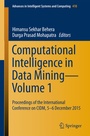 Cover: Computational Intelligence in Data Mining-Volume 1 - Springer
