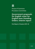 Cover: Government proposals for English votes for English laws Standing Orders - TSO