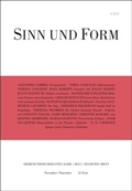 Cover: Sinn und Form 6/2015 - SINN und FORM