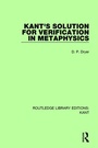 Cover: Kant's Solution for Verification in Metaphysics - Routledge