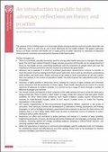 Cover: An Introduction to Public Health and Advocacy: Reflections on Theory and Practice 2015 - City University