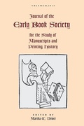 Cover: Journal of the Early Book Society Vol 18 - Pace University Press
