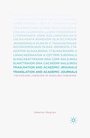 Cover: Translation and Academic Journals - Palgrave MacMillan