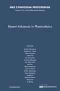 Cover: Recent Advances in Photovoltaics: Volume 1771 - Materials Research Society