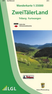 Abbildung von: Wanderkarte 1:35000 ZweiTälerLand - Landesamt für Geoinformation und Landentwicklung Baden-Württemberg (LGL)