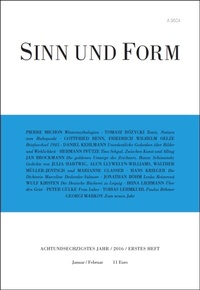 Enlarge image Cover: Sinn und Form 1/2016 - SINN und FORM