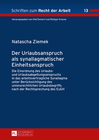Abbildung von: Der Urlaubsanspruch als synallagmatischer Einheitsanspruch - Peter Lang Verlag