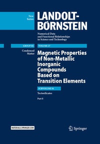 Enlarge image Cover: Magnetic Properties of Non-Metallic Inorganic Compounds Based on Transition Elements - Springer