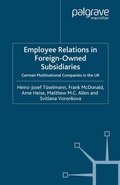 Cover: Employee Relations in Foreign-Owned Subsidiaries - Palgrave Macmillan