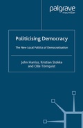 Cover: Politicising Democracy - Palgrave Macmillan