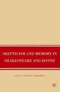 Cover: Skepticism and Memory in Shakespeare and Donne - Palgrave MacMillan