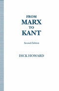 Cover: From Marx to Kant - Palgrave Macmillan