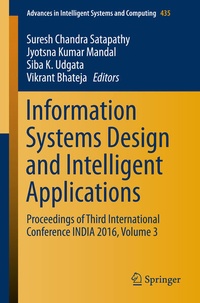Enlarge image Cover: Information Systems Design and Intelligent Applications - Springer
