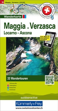 Abbildung von: Kümmerly+Frey Wandertourenkarte 18 Maggia, Verzasca 1:50.000 - Hallwag Kümmerly+Frey