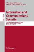 Cover: Information and Communications Security - Springer
