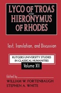 Cover: Lyco of Troas and Hieronymus of Rhodes - Transaction Publishers