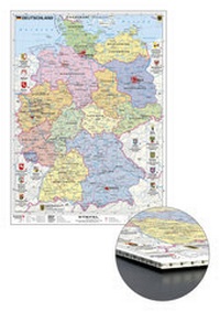 Abbildung von: Deutschland politisch mit Wappen zum Pinnen auf Wabenplatte - Stiefel Eurocart
