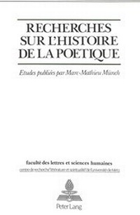 Abbildung von: Recherches sur l'histoire de la poétique - Peter Lang Verlag