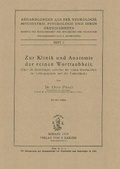 Cover: Zur Klinik und Anatomie der reinen Worttaubheit - S Karger AG