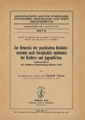 Cover: Zur Kenntnis der psychischen Residuaerzustaende nach Encephalitis epidemica bei Kindern und Jugendlichen, insbesondere der weiteren Entwicklung dieser Faelle - S Karger AG