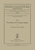 Cover: Zur Psychologie der Zwangsvorgaenge - S Karger AG