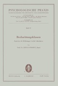 Cover: Psychologische Praxis / Beobachtungsklassen - Karger, S