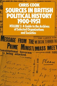 Abbildung von: Sources in British Political History 1900-1951 - Palgrave Macmillan