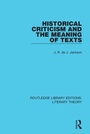 Cover: Historical Criticism and the Meaning of Texts - Routledge