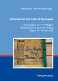 Cover: Criteria for the Use of Exonyms - Kovac, Dr. Verlag