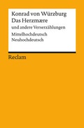 Cover: Das Herzmaere und andere Verserz&auml;hlungen. Mittelhochdeutsch/Neuhochdeutsch - Reclam