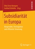 Cover: Subsidiarit&auml;t in Europa - Springer VS