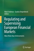 Cover: Regulating and Supervising European Financial Markets - Springer