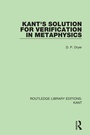Cover: Kant's Solution for Verification in Metaphysics - Routledge
