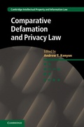 Cover: Comparative Defamation and Privacy Law - Cambridge University Press