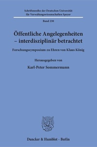 Abbildung von: Öffentliche Angelegenheiten - interdisziplinär betrachtet. - Duncker & Humblot