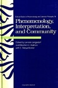 Cover: Phenomenology, Interpretation, and Community - State University of New York Press