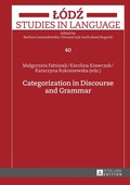 Cover: Categorization in Discourse and Grammar - Peter Lang Verlag