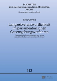 Abbildung von: Langzeitverantwortlichkeit im parlamentarischen Gesetzgebungsverfahren - Peter Lang Verlag