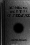 Cover: Derrida and the Future of Literature - State University of New York Press