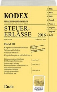 Abbildung von: KODEX Steuer-Erlässe 2016 Band III - Linde