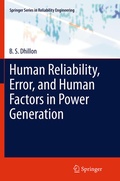 Cover: Human Reliability, Error, and Human Factors in Power Generation - Springer